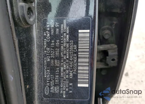 2017 Hyundai Accent Se z USA, uszkodzony, nr VIN KMHCT4AE4HU338653